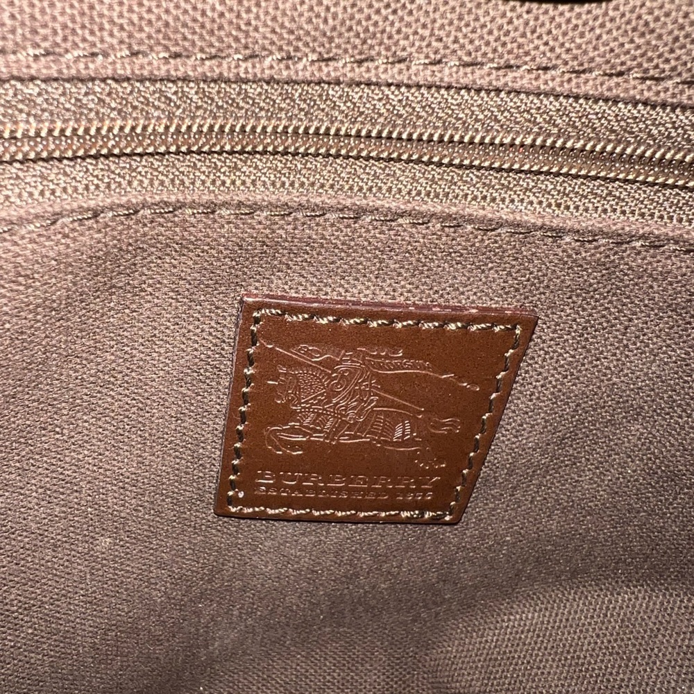 Authenticated Burberry Canvas Leather Trimmed Rainbow Checkered Shoulder Bag - Picture 7 of 12